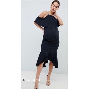ASOS Maternity Black Trumpet Flare Cocktail Dress